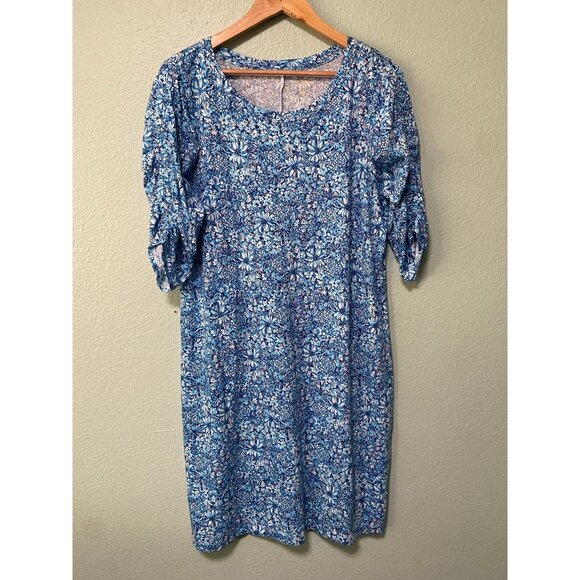 NWT Lilly Pulitzer Women's Belden Elbow Blue Blooming Sleeve Midi‎ Dress Size XL - Picture 2 of 9